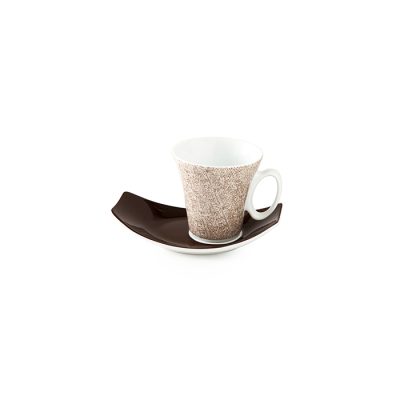 سرویس چینی 12 پارچه 6 نفره چای خوری تکسچر قهوه ای